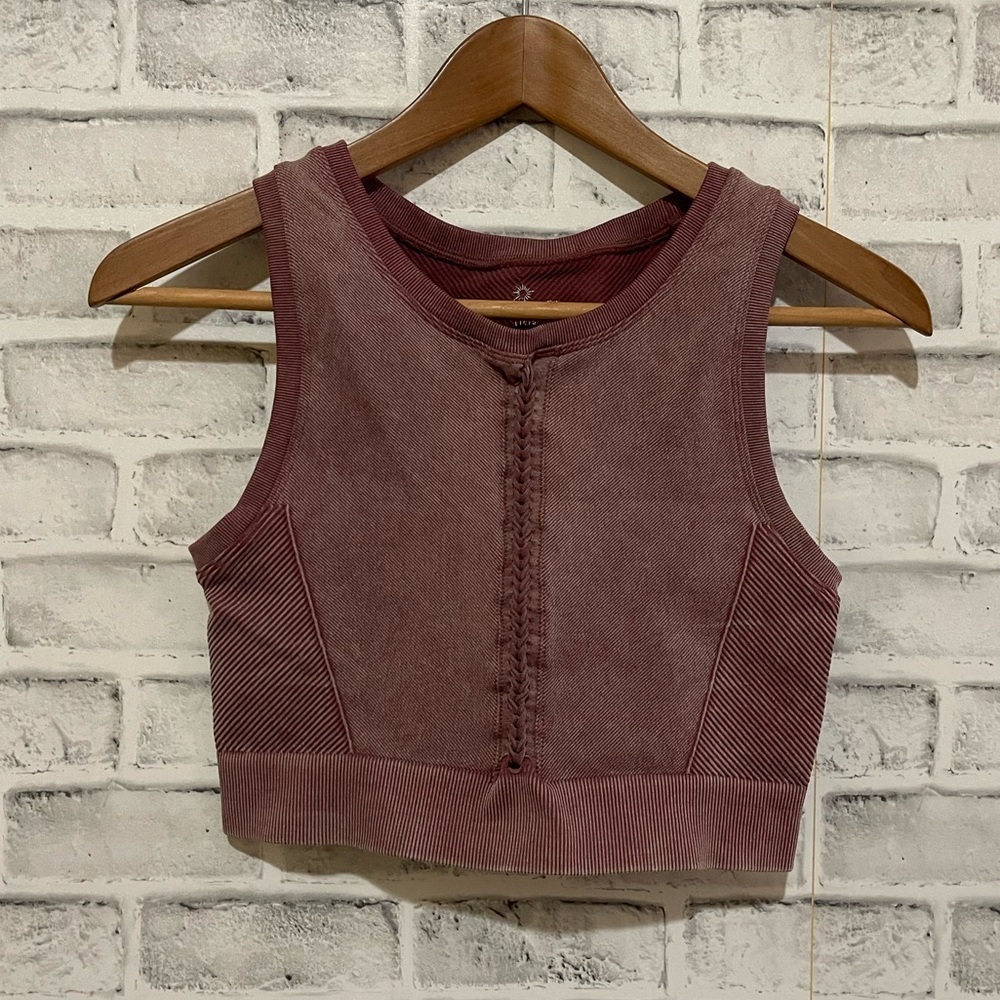 Offline by Aerie recharge least support crop top bra maroon stone Large